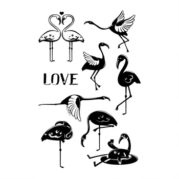 Прозрачен печат с изображение на птици Фламинго, Силикон шаблон за релеф в стил на любовта