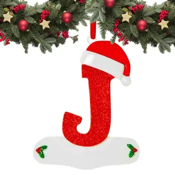 Първоначалната украса за Коледната Елха, 2D Акрилна окачване с букви и бирками с първоначалния азбука под формата на Червени шапки, Празнична украса за