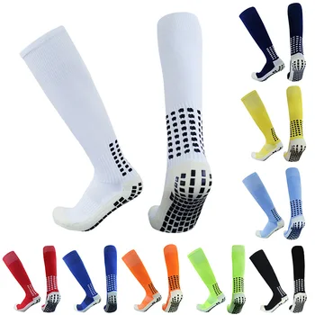 Спортни Спортни чорапи за краката, дълги футболни чорапи, нескользящая силиконова подметка, компресия дишащи футболни чорапи с професионален изземване