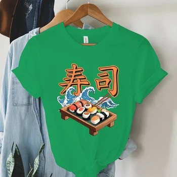 Суши е Храна Графични Тениски Със Забавни Мультяшными Топами, Тениски, Дамски Градинска Облекло Y2k Harajuku, Реколта Дрехи за Жени, Новата Модерна Тениска