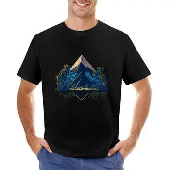 Тениска с пустинен пейзаж, пирамиди и палми, тениска на поръчка, Къса тениска, тениски за спортните фенове, тениски за мъже, опаковка