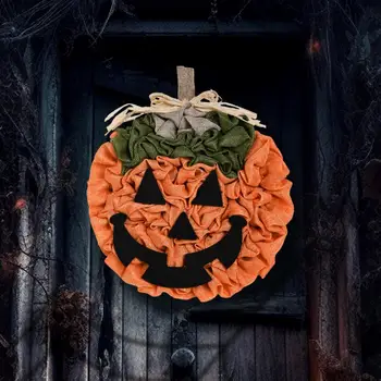 Тиквен Венец на Хелоуин, Тиква Венец, неувядающая Врата Закачалка с участието на лице на Призрак, за Вътрешни Външни Декорации за Дома Бара, Вечерни