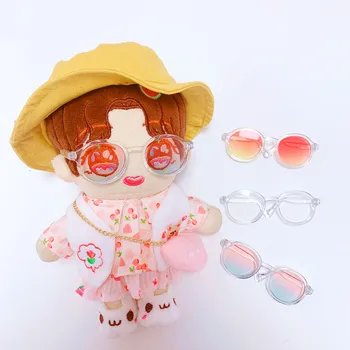Точка 20-сантиметрови куклени очила, аксесоари за слънчеви очила с преливане на цвета, памучен кукла без атрибути, слънчеви очила