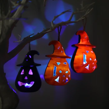 Хелоуин, Окачен Фенер под формата на Тиква, led Фенер със Свещ-виртуален скелет, Светлини-Призраци, Празнична парти, Подпори на Ужасите, Декорация на дома