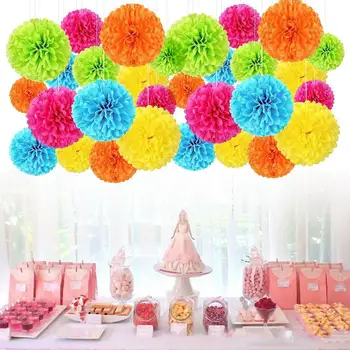 Ярки декорации от хартиени топки за Многократна употреба хартиени топки с цветя Зашеметяващи декорации за сватби, рожденни дни, душ Комплект от 15